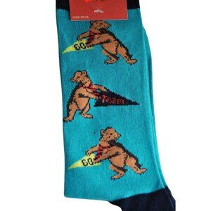 Mossimo Supply Co Sizes 6 12 Crew Socks Mens Badger Print Teal Navy Mascot NEW